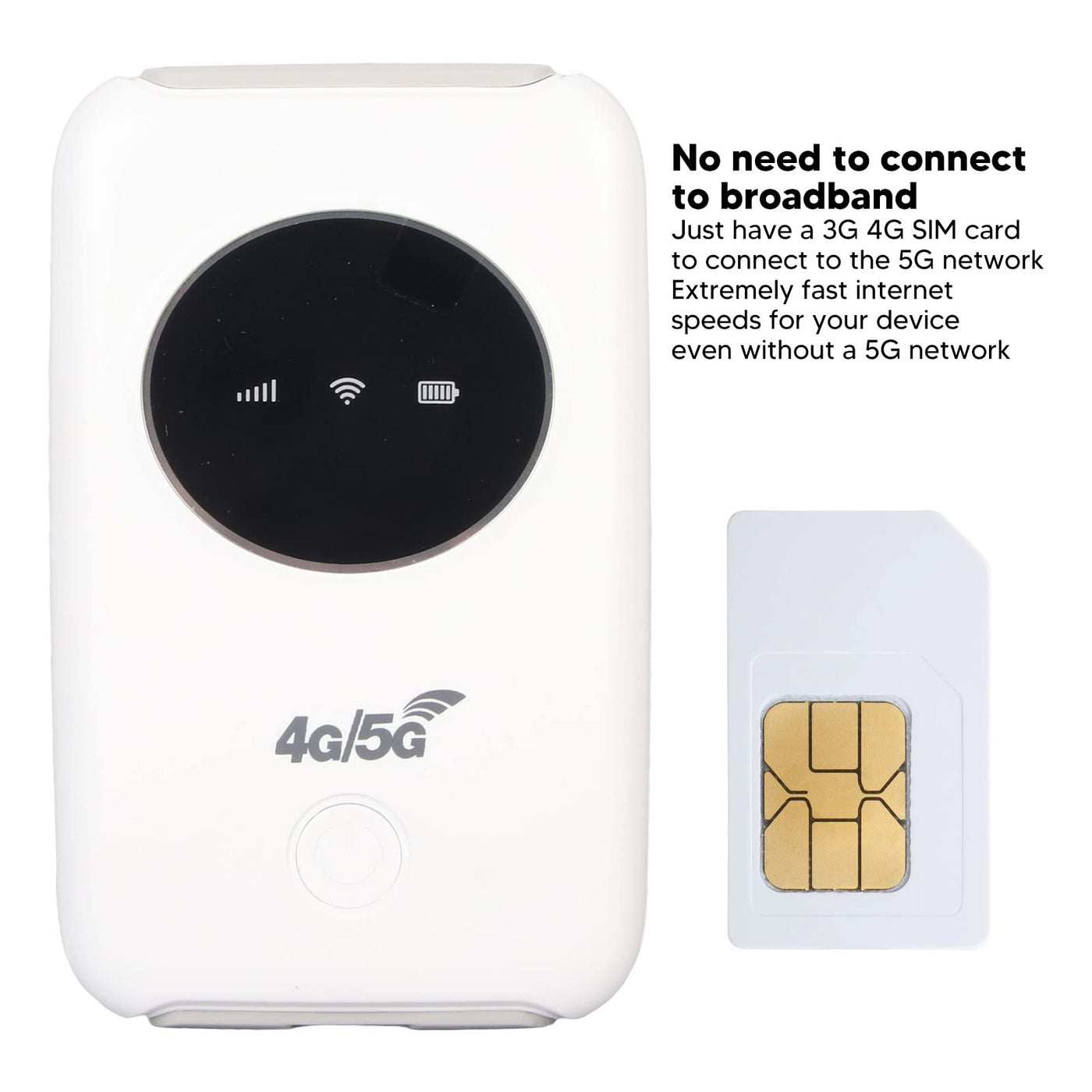 Asixxsix Tragbarer 5G-WLAN-Hotspot-Netzwerk-Router mit SIM-Kartensteckplatz, 300 Mbit/s Hochgeschwindigkeit, Anschluss von Bis zu 10 Geräten, Geeignet für Reisen, Arbeit, Live-Streaming
