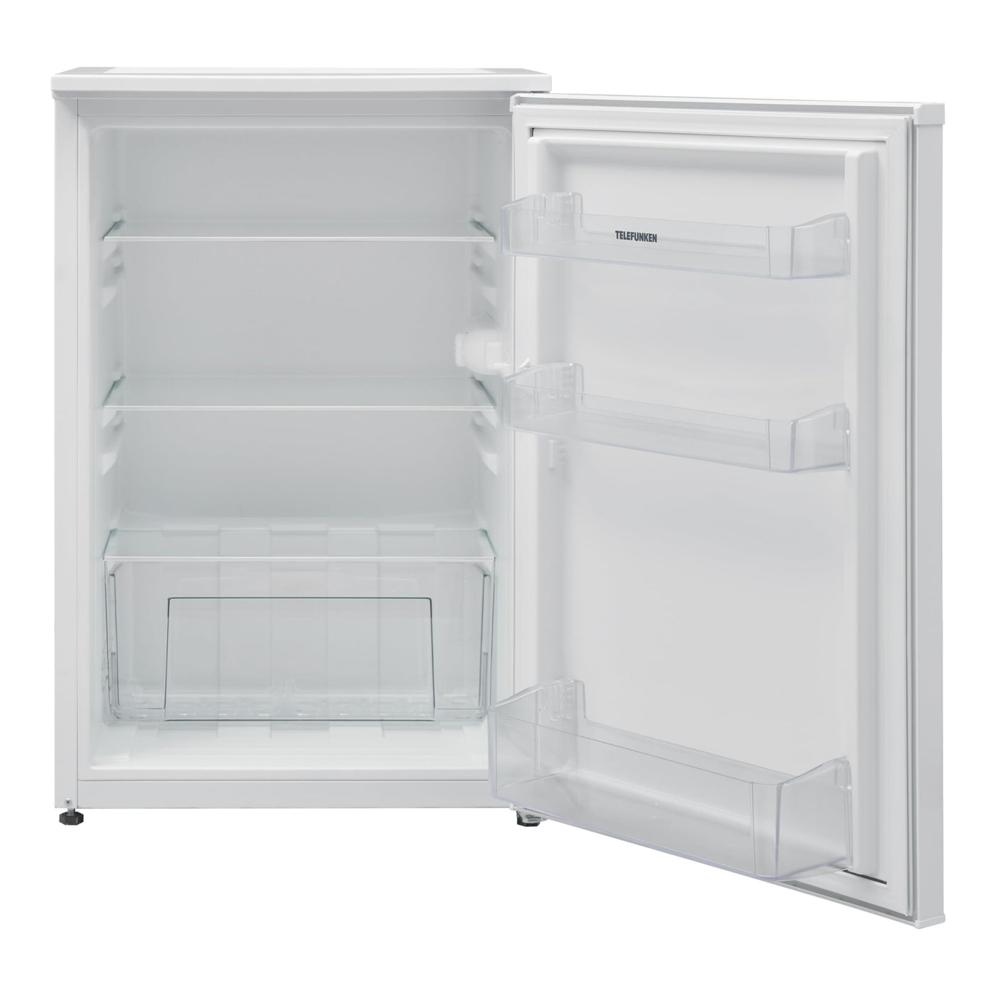 TELEFUNKEN Kühlschrank ohne Gefrierfach | Freistehend | 135 Liter Nutzinhalt | Kühlschrank klein mit Gemüsefach | LED-Beleuchtung | Türanschlag wechselbar | C-135-100-W weiß