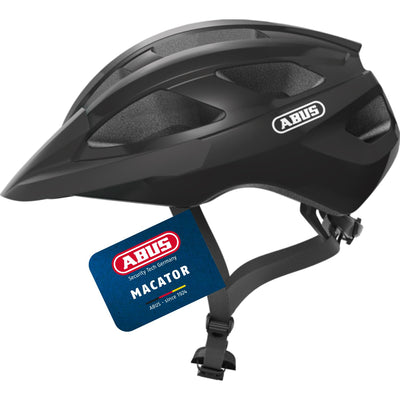 ABUS Rennradhelm Macator - sportiver Fahrradhelm für Einsteiger - auch für Zopfträger/-innen - für Damen und Herren - Schwarz Glänzend, Größe M