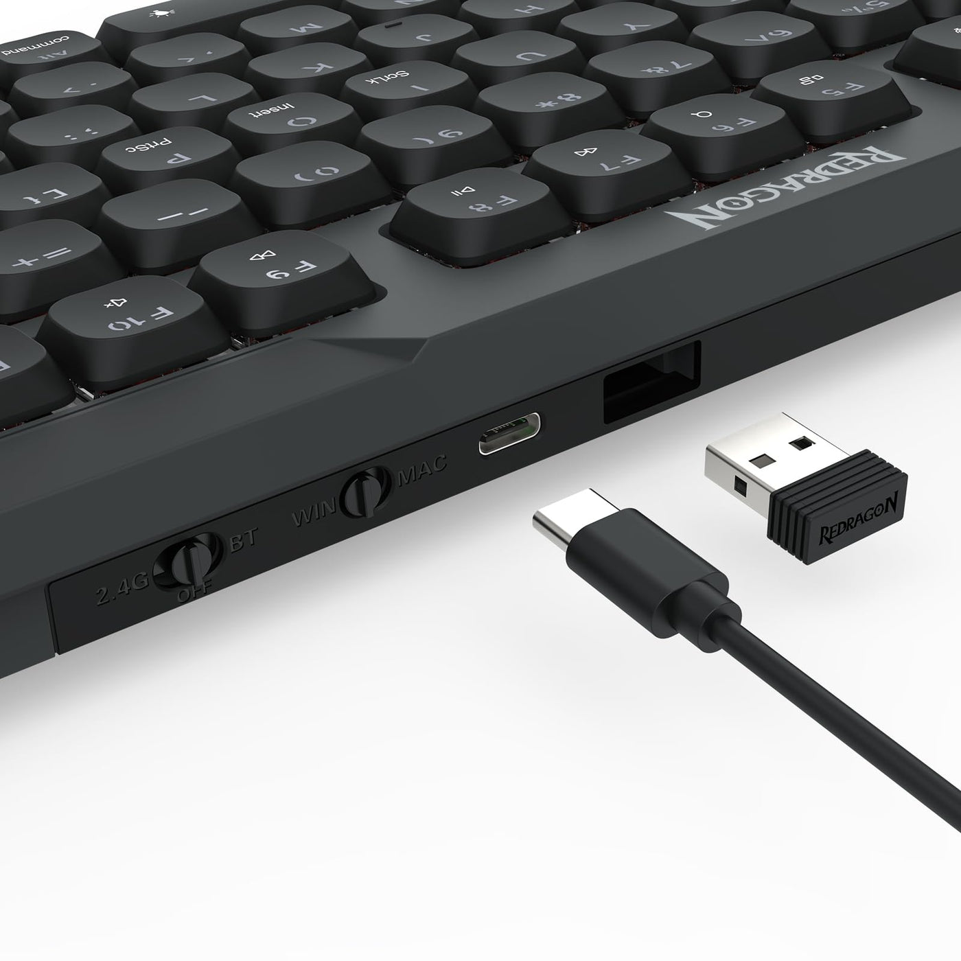 Redragon K706 PRO 75% kabellose Gasket RGB-Gaming-Tastatur, 3-Modi, 82 Tasten, kompakte mechanische Tastatur mit ultraflacher Platine, flachem linearen roten Schalter und Dual-Win/MAC-System