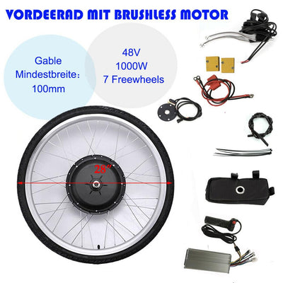 DHQCQL E-Bike Umbausatz 28 Zoll, 48V 1000W Vorderrad E-Bike Conversion Kit, Elektro-Fahrrad Vorderrad Umbausatz für Snowbikes Elektrofahrräder Elektromotorräder