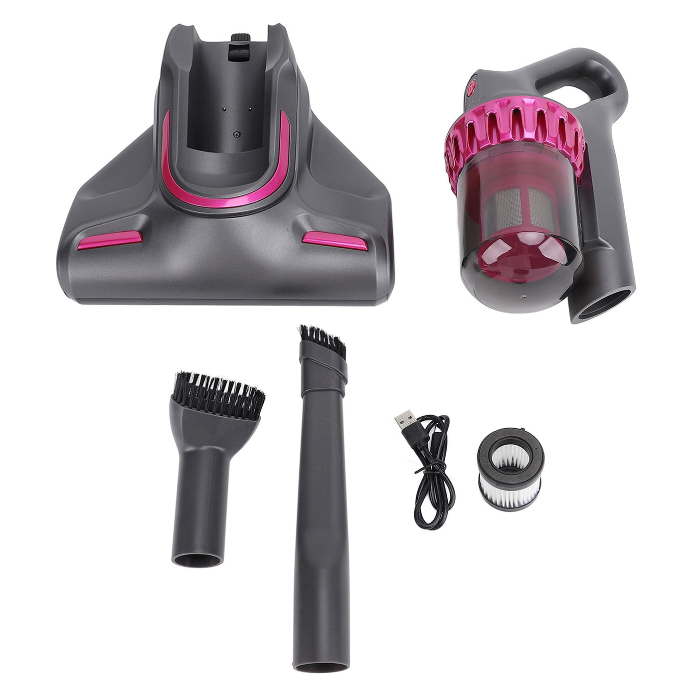 Jiawu Bettstaubsauger - 3-in-1-Akku-Matratzenstaubsauger, 10Kpa Dual Beat Hand-Tiefenreiniger für Bettlaken, Teppich, Stoff, Sofa, Staubsauger, Geräuscharm