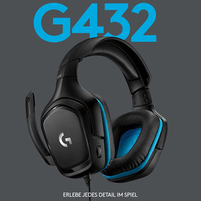 Logitech G432 kabelgebundenes Gaming-Headset, 7.1 Surround Sound, DTS Headphone:X 2.0, Bügelmikrofon mit Flip-Stummschaltung, Ohrpolster mit Kunstleder, PC/Mac/Xbox One/PS4/Nintendo Switch - Schwarz