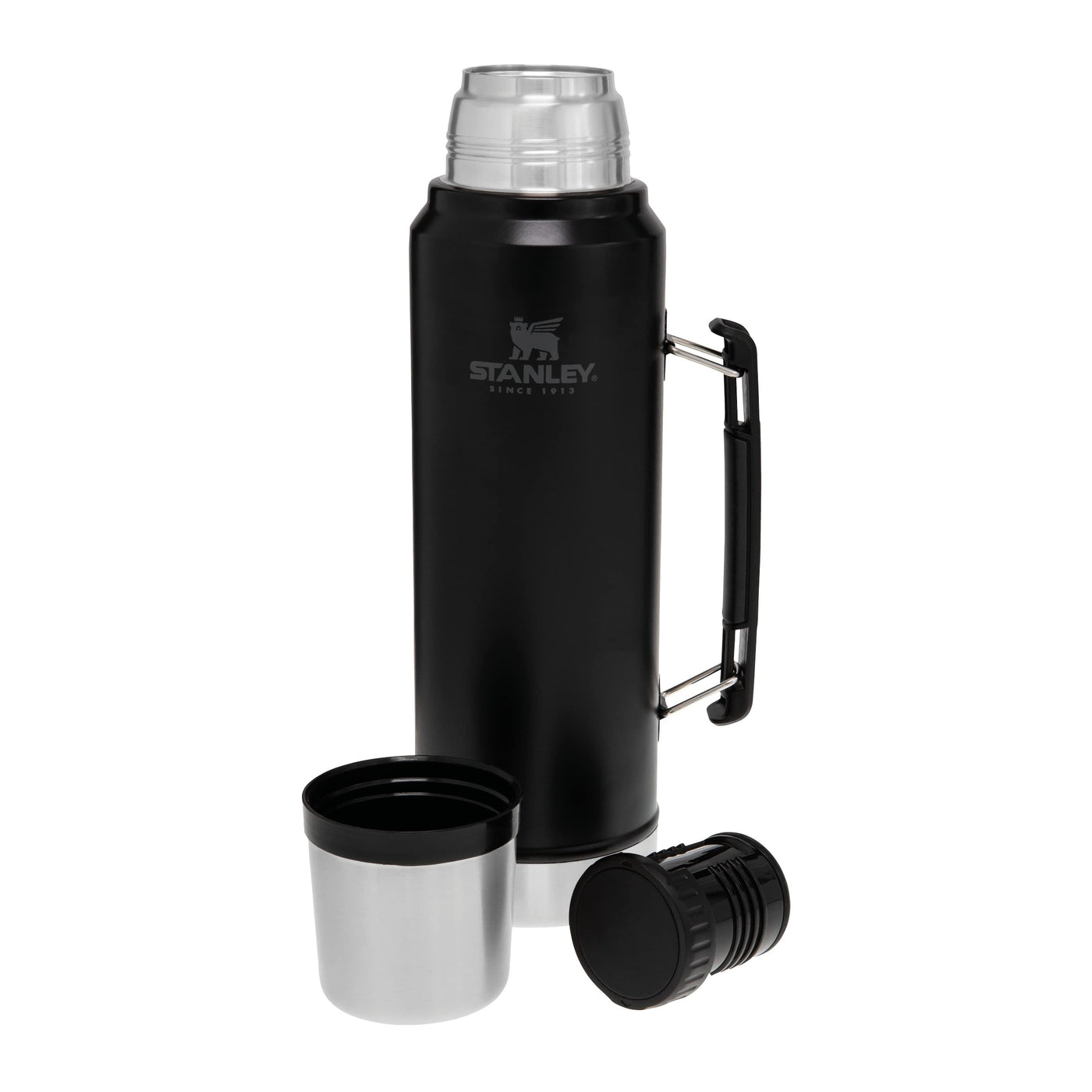 Stanley Classic Legendary Thermosflasche 1L - Thermos Hält 24 Stunden Heiß oder Kalt - Edelstahl Thermoskanne - BPA-Frei - Spülmaschinenfest - Matte Black