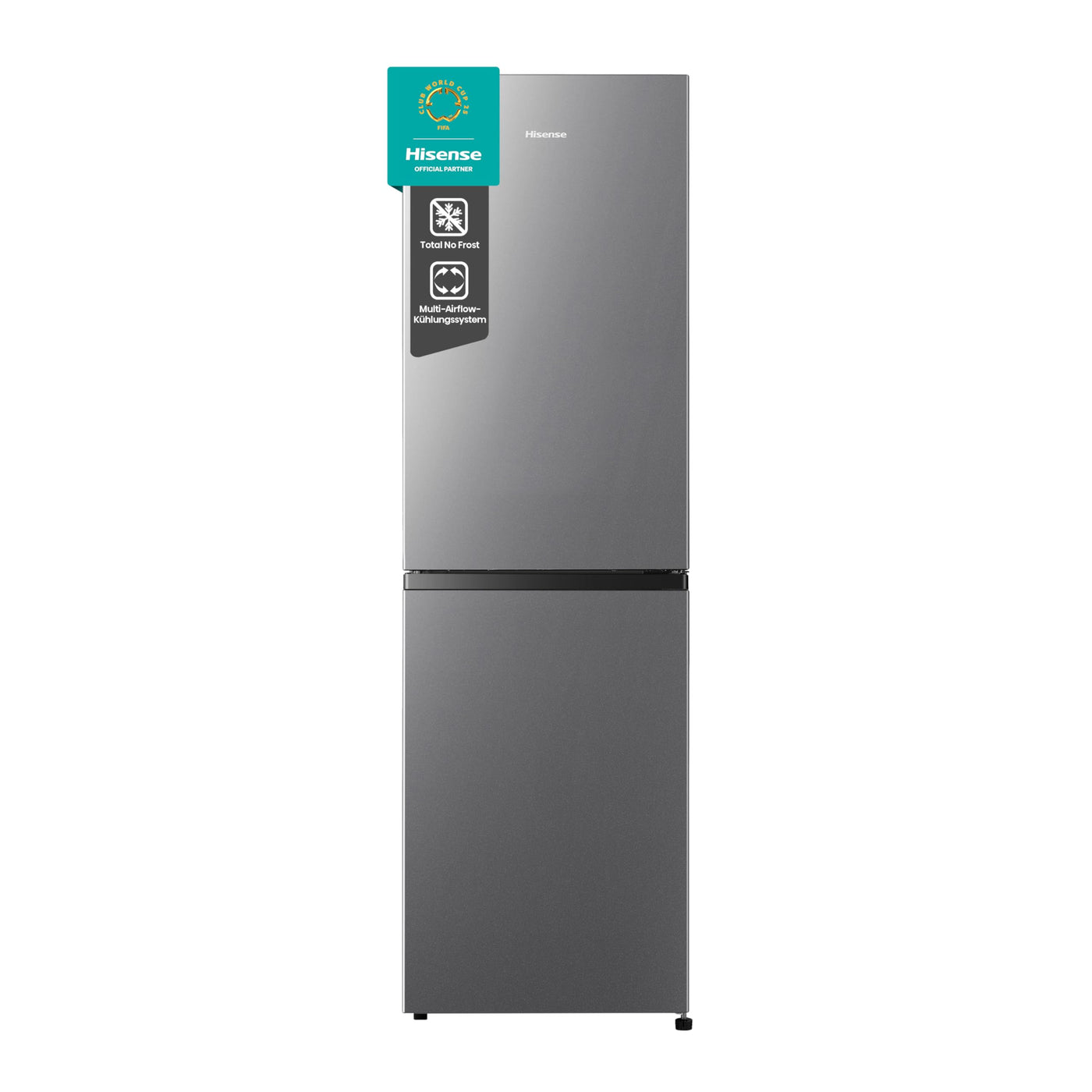 Hisense RB327N4AD2 Kühl-Gefrierkombination/ NoFrostPlus/ Multiflow 360°/ HolidayMode/ FreshZone/ 182,4 cm/ Kühlteil 171 l/ Gefrierteil 85 l/ 41 dB/ 287 kWh/ Jahr/ Edelstahl-Look