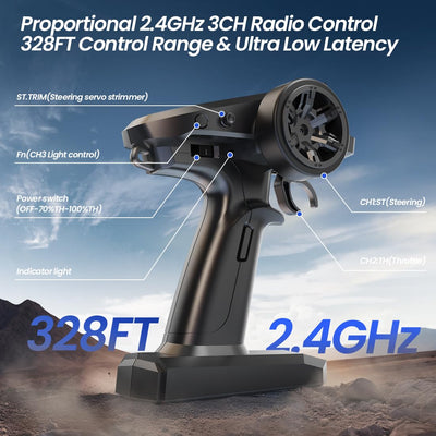 DEERC H16E Ferngesteuertes Auto 1:16 Bürstenloser Motor 70 km/h, 4 WD Schnelles Rennauto mit 2 Akku für 40 Min. Laufzeit, 2.4-GHz RC Auto für Erwachsene und Kinder