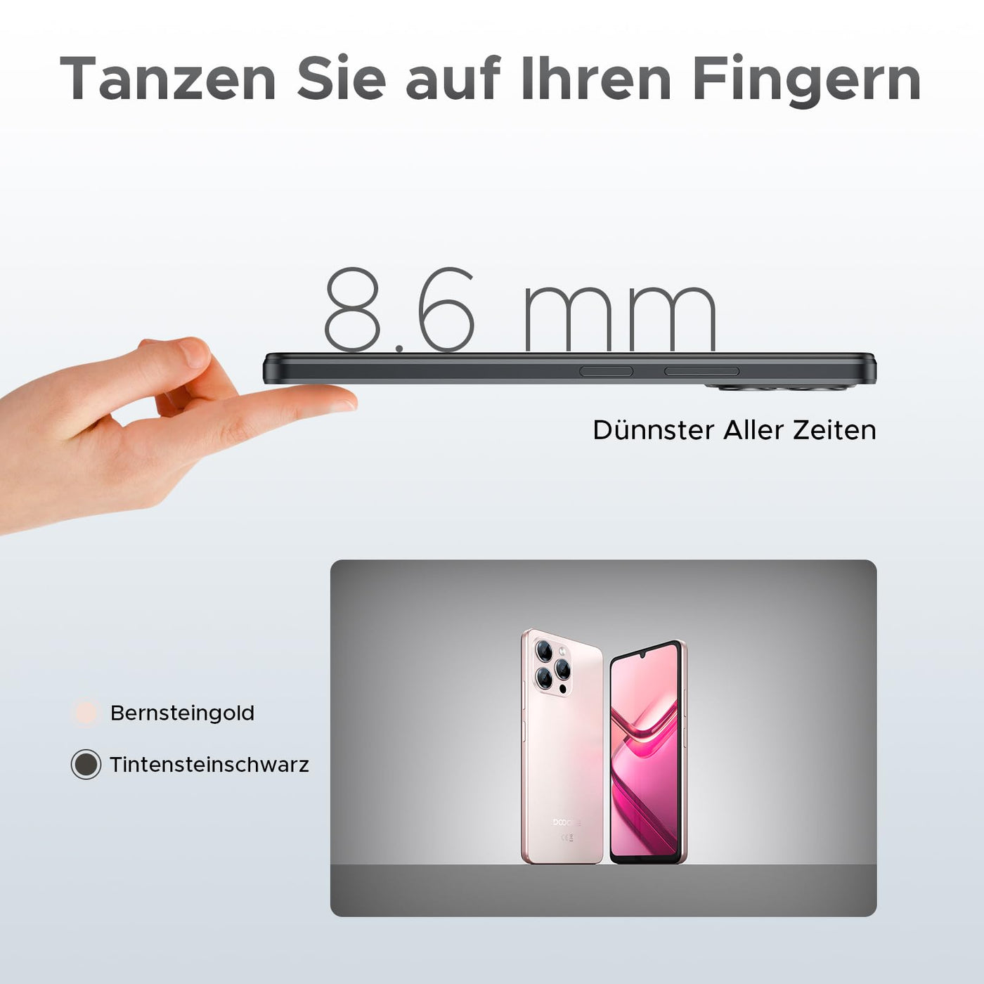 DOOGEE Note 58 Pro Android 15 Smartphone Ohne Vertrag 32GB+256GB Octa Core 6.75" HD+ 90Hz Handy Ohne Vertrag 6250mAh Handy Günstig 16MP+8MP Simlockfreie Handys Dual SIM 4G/ GPS/NFC/Fingerabdruck