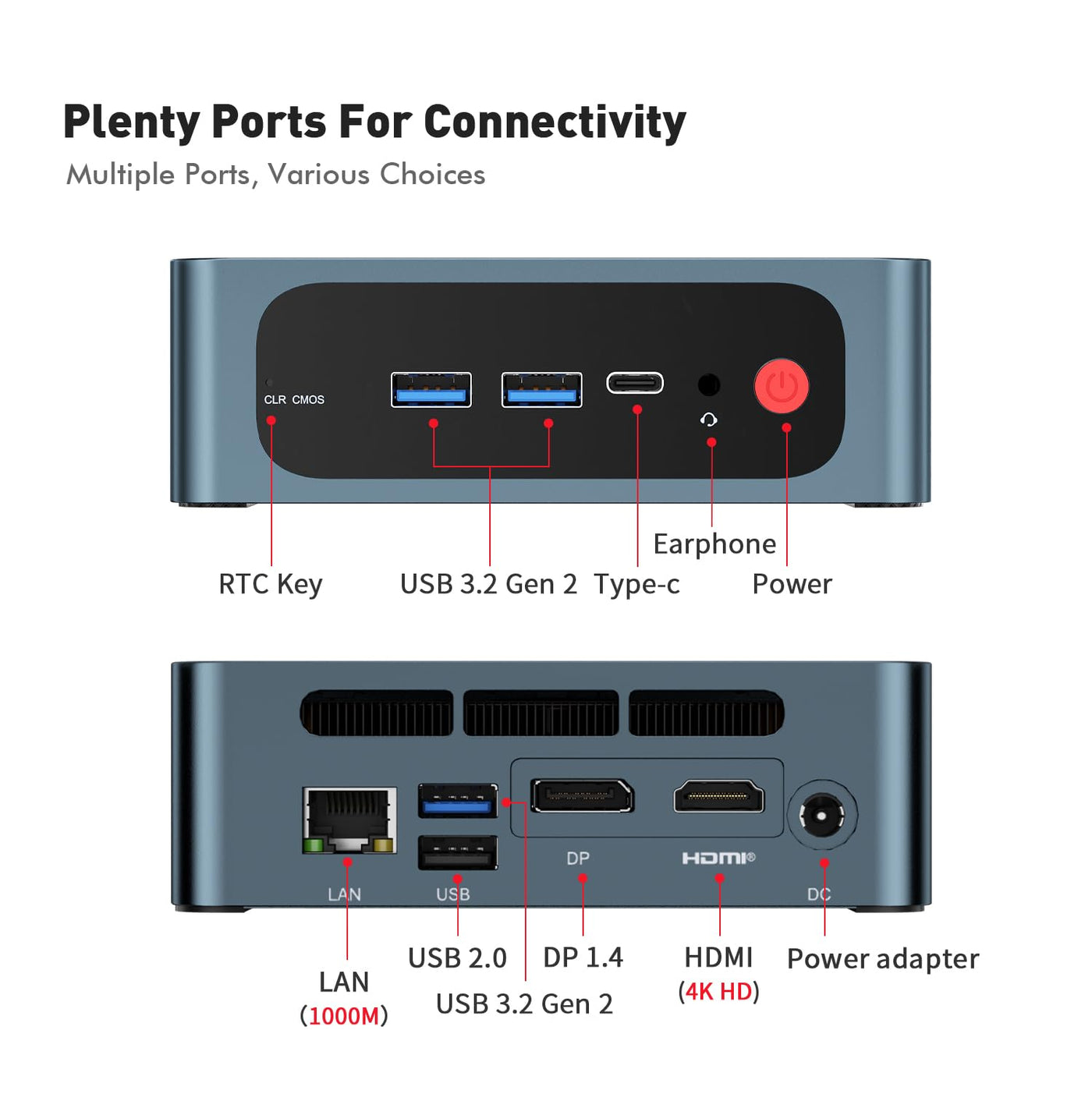 TRIGKEY Mini PC Ryzen 7 AMD R7 5850U 8C/16T 32G DDR4 500G M.2 NVME SSD S5 Mini Computer, HDMI+DP+Type-C，4K@60Hz UHD Graphics, Wi-FI 6, BT 5.2, USB 3.2 * 3，USB 2.0 * 1