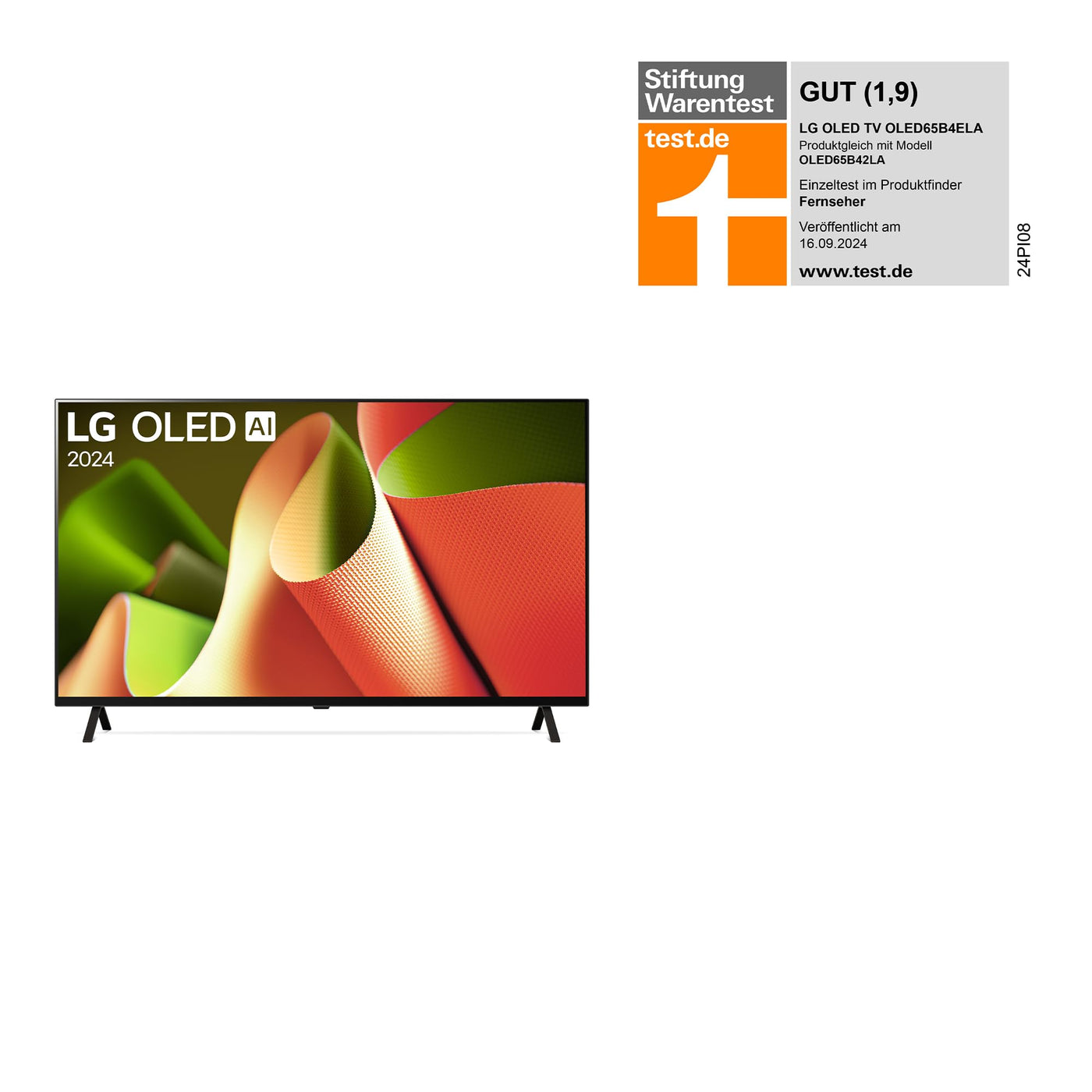 LG OLED65B4ELA TV 165 cm (65 Zoll) OLED Fernseher (α8 4K AI-Prozessor, webOS 24, Dolby Vision, bis zu 120Hz) [Modelljahr 2024]