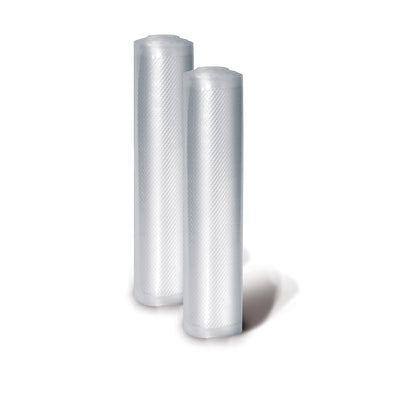 CASO Profi- Folienrollen 25x600 cm / 2 Rollen, für alle Vakuumierer, BPA-frei, sehr stark & reißfest ca. 150µm, aromadicht, kochfest, Sous Vide, wiederverwendbar, inkl. Food Manager Sticker