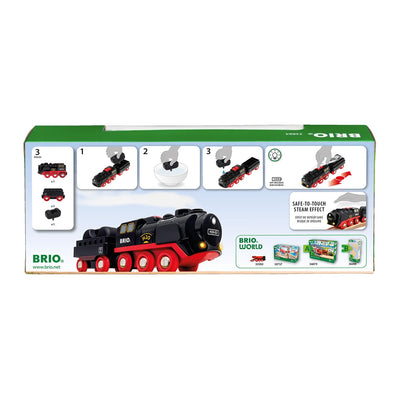 BRIO World 33884 Batterie-Dampflok mit Wassertank - Lokomotive mit echtem kühlen Dampf und Wasserbehälter zum Nachfüllen - Empfohlen ab 3 Jahren