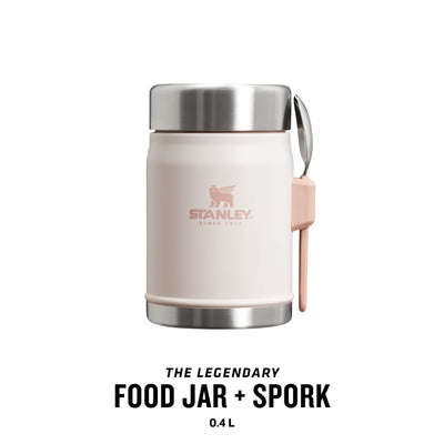 Stanley Classic Legendary Thermobehälter für Essen mit Göffel 400 ml - Hält 7 Stunden Heiß oder Kalt - Edelstahl Warmhaltebehälter Essen - BPA-Frei - Spülmaschinenfest - Rose Quartz