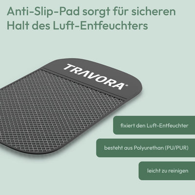 TRAVORA Luftentfeuchter Kissen 2x 1 kg mit Anti-Rutsch Pad - Entfeuchter - wiederverwendbar - Auto Innenraum - extra groß, Schwarz