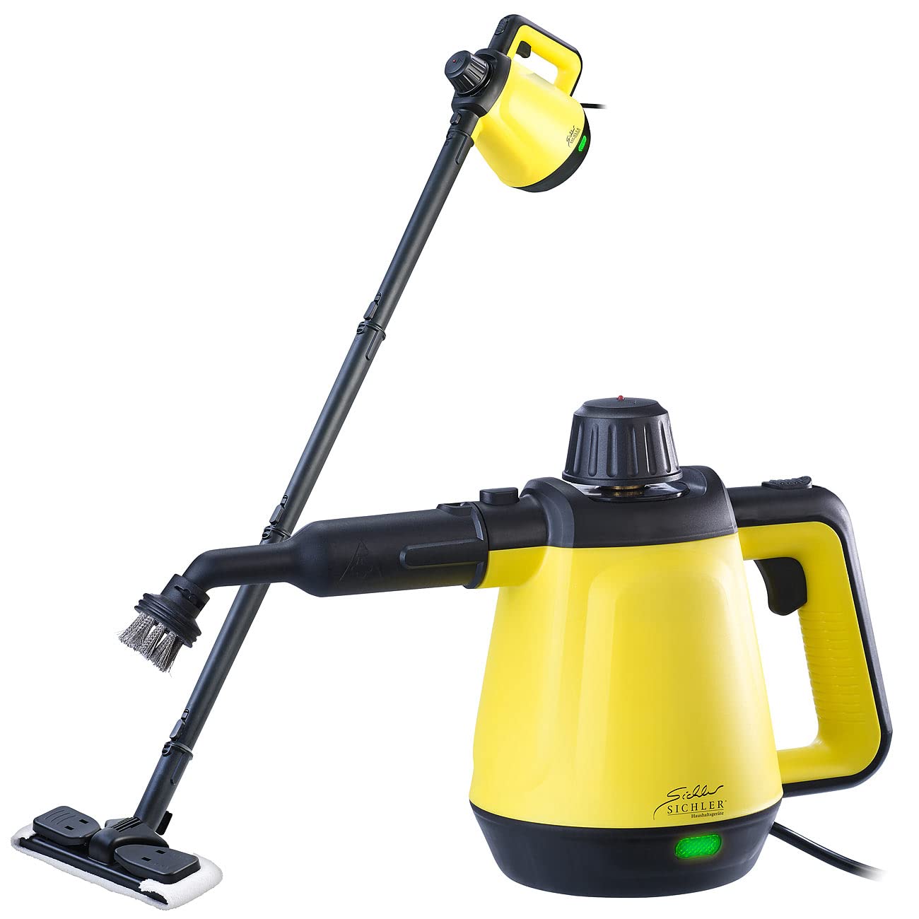 Sichler Haushaltsgeräte Balkonreiniger: 2in1-Hand-Dampfreiniger, Dampf-Mopp &-Besen, 16-tlg. Zubehör, 1.200 W (Fugenreiniger, tragbarer Dampfreiniger, Polsterreiniger)