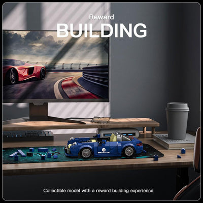 Mould King 27040 Technik Speed Champion Rennwagen Bausteine 911 Sportwagen Klemmbausteine mit Acryl-Vitrine Modellautos zum Sammeln (366 Teile)