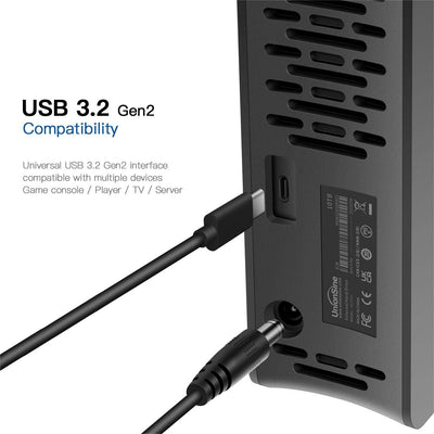 UnionSine 10TB Externe Festplatte, 3,5 Zoll USB 3.0 Backups HDD Tragbarefür für PC, Mac, TV, PS4, Schwarz HD3510