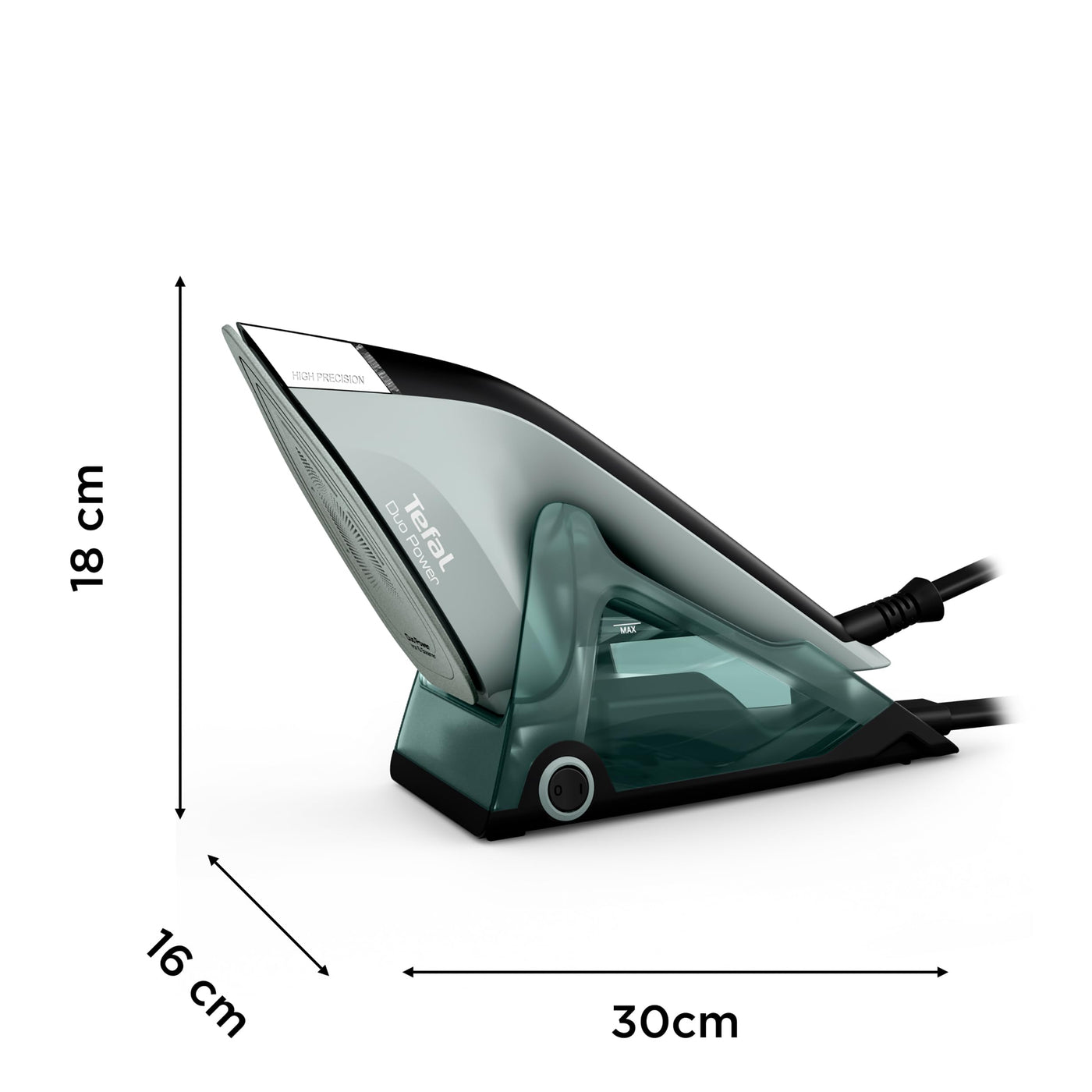 Tefal Duo Power 2-in-1 Bügeleisen und Dampfglätter, 1700 W, 25 g/Min. Dampfmenge, 100 g/Min. extra Dampfstoß, leichtes Handteil, 30 Sek. Aufheizzeit, Eukalyptus/Schwarz, JF4031E0