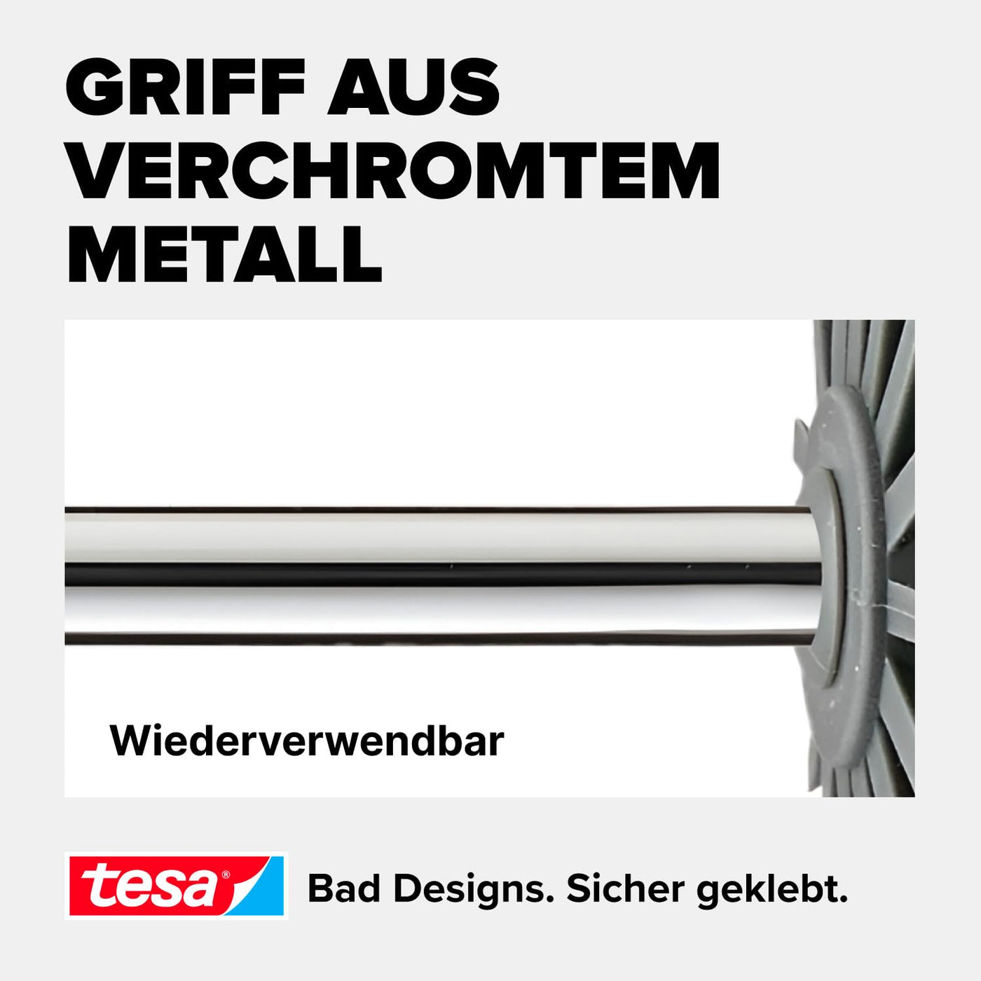 tesa Silikon-WC-Bürste - hygienische Ersatz-Toilettenbürste zur Verwendung in Allen tesa WC-Bürstengarnituren - Griff aus verchromtem Metall - Dunkelgrau - 37,4 x 7,1 x 7,4 cm
