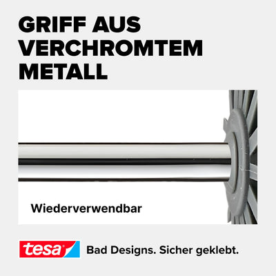 tesa Silikon-WC-Bürste - hygienische Ersatz-Toilettenbürste zur Verwendung in Allen tesa WC-Bürstengarnituren - Griff aus verchromtem Metall - Dunkelgrau - 37,4 x 7,1 x 7,4 cm