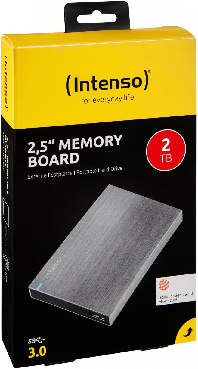 Intenso 6028680 Memory Board Portable Hard Drive 2TB, tragbare Externe Festplatte 2TB - 2,5 Zoll, 5400rpm, 8MB Cache, USB 3 anthrazit