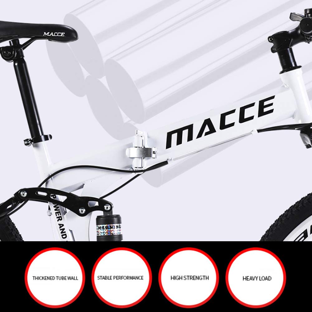 YXYBABA Faltbares Mountainbike 24 Zoll 24 Gang Fahrrad Vollgefedert MTB Schaltung Dual Disc Bremsen Mountainbike Erwachsene Mountainbike 24 Gang Drei Cutter Rad