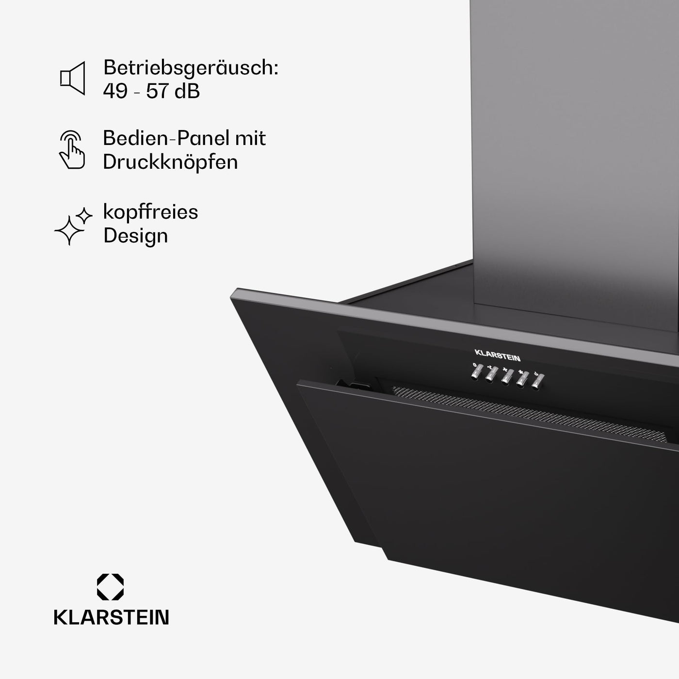 Klarstein Dunstabzugshaube 60cm, Abluft/Umluft Dunstabzugshaube mit Spülmaschinenfestem Filter, Energieeffizienz A++, LED-Beleuchtung, Leise Abzugshaube mit 305m³/h Luftstrom, Effiziente Wandhauben