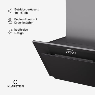 Klarstein Dunstabzugshaube 60cm, Abluft/Umluft Dunstabzugshaube mit Spülmaschinenfestem Filter, Energieeffizienz A++, LED-Beleuchtung, Leise Abzugshaube mit 305m³/h Luftstrom, Effiziente Wandhauben