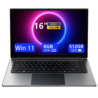 16-Zoll-Laptop, tragbarer Laptop mit 8GB DDR und 512GB SSD,erweiterbar auf 1 TB.Pentium-Quad-Core-Prozessor bis zu 2,64 GHz.9000-mAh-Akku.Mini-HDMI-Schnittstelle.Dualband-WLAN.Webcam.Schlanke Laptops