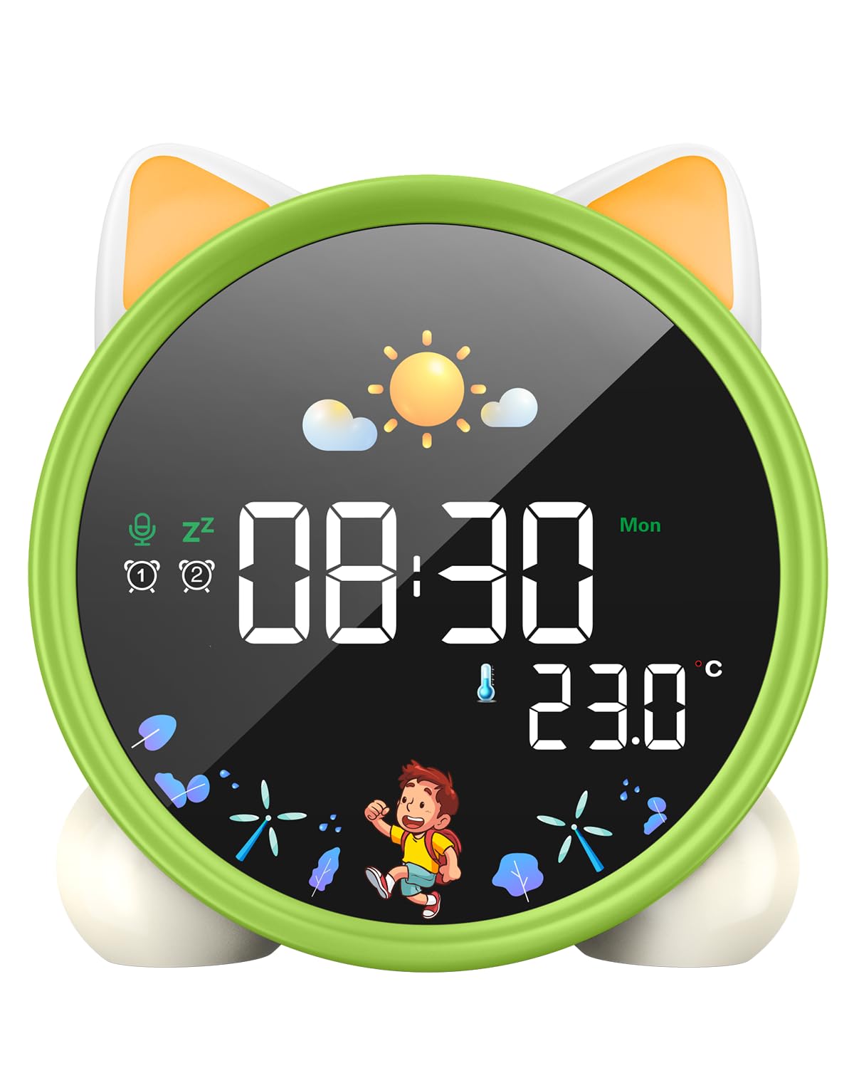 Lemnoi Wecker für Kinder, Kinder Schlaftrainer für Jungen und Mädchen, Batteriebetrieben Kinderwecker Lichtwecker mit Nachtlicht, Countdown, Snooze-Funktion, 3 Helligkeitsstufen und Buntem Licht