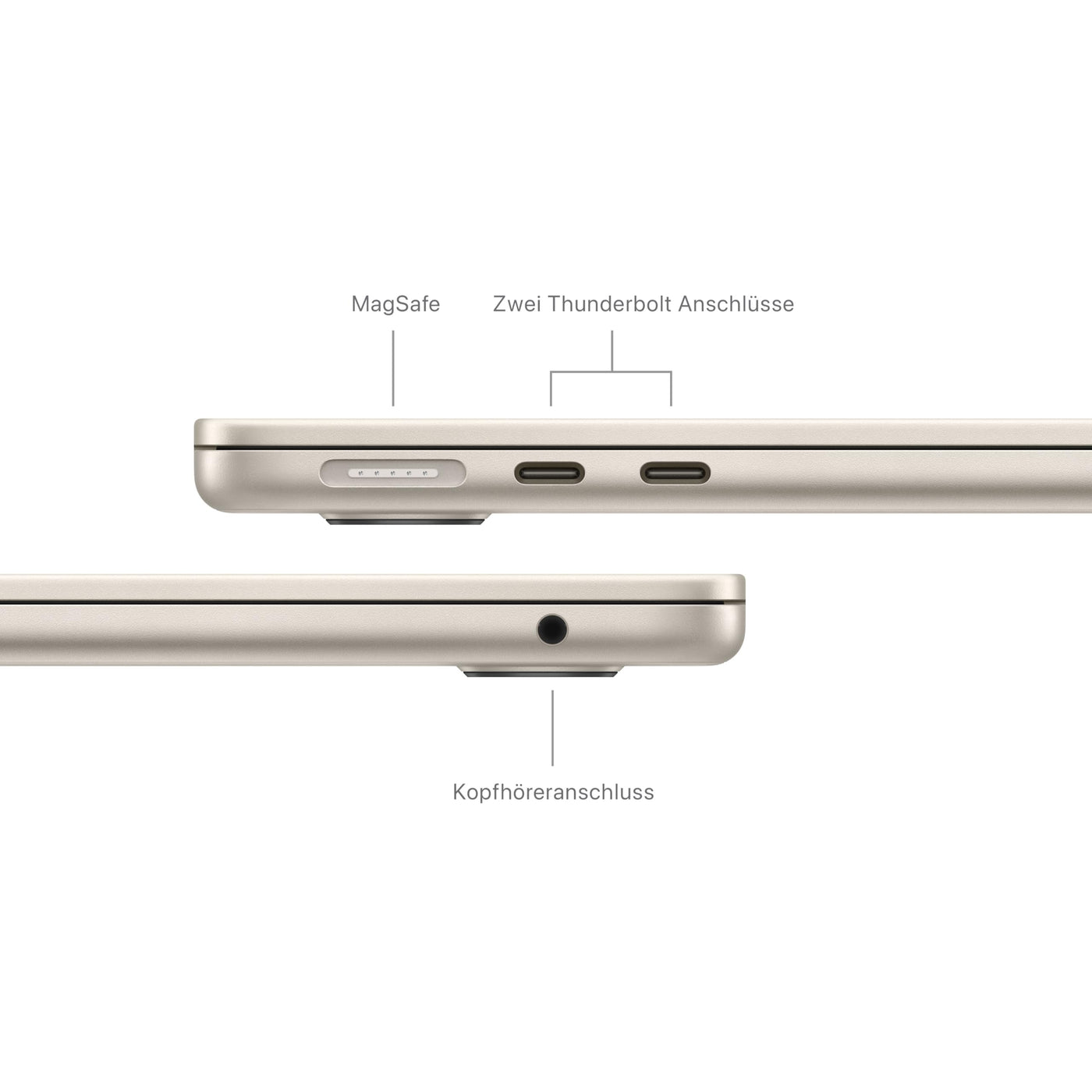Apple 13" MacBook Air Laptop mit M3 Chip: 13,6" Liquid Retina Display, 24 GB gemeinsamer Arbeitsspeicher, 512 GB SSD Speicher, beleuchtete Tastatur, 1080p FaceTime HD Kamera, Polarstern