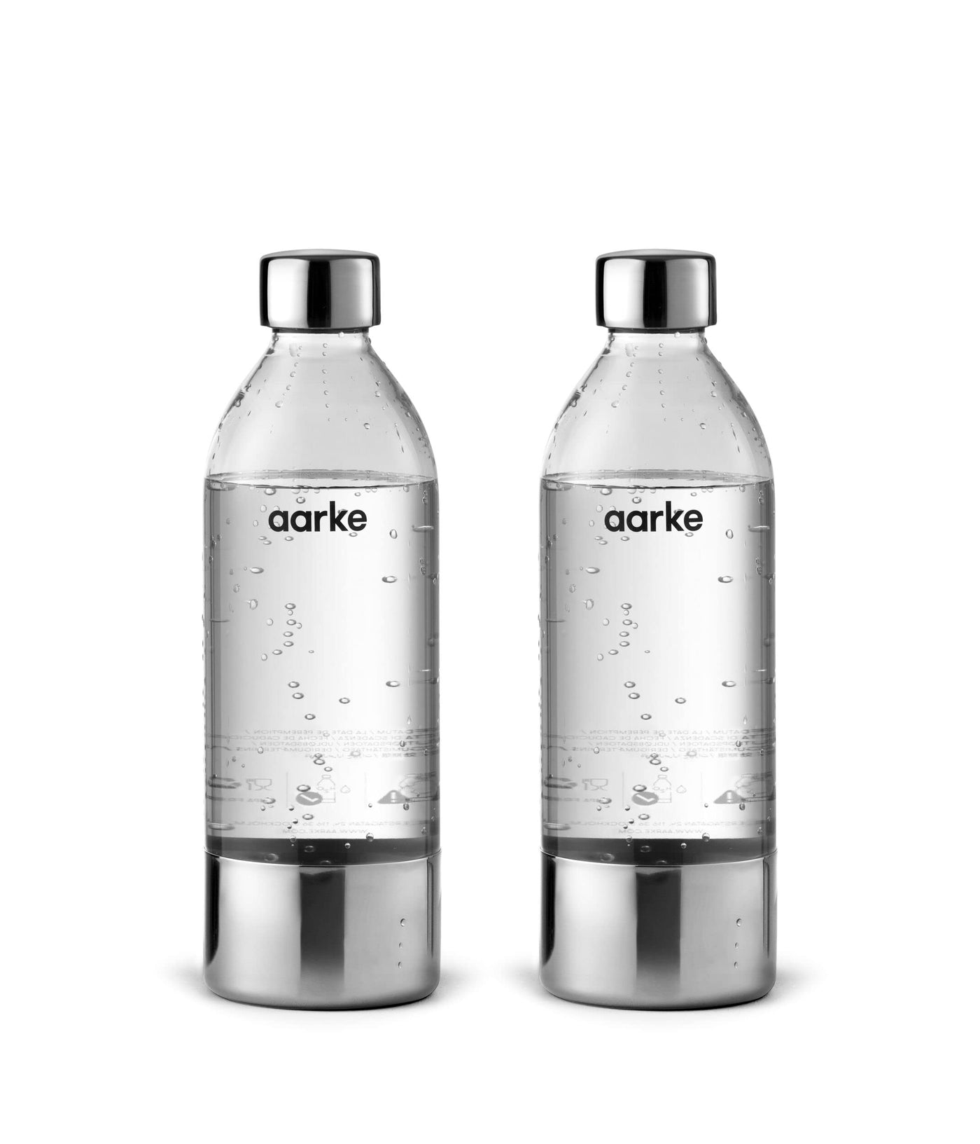 aarke 2er-Pack PET-Flaschen für Wassersprudler Carbonator 3, BPA-frei mit Details in Edelstahl, 800ml, AASPB1-STEEL
