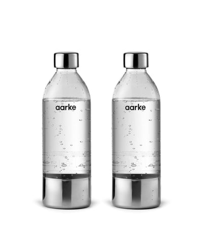 aarke 2er-Pack PET-Flaschen für Wassersprudler Carbonator 3, BPA-frei mit Details in Edelstahl, 800ml, AASPB1-STEEL