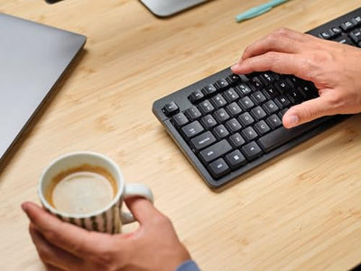 Trust Ymo II Leise Tastatur Maus Set Kabellos Deutsches QWERTZ Layout, Flachen Tasten, Spritzwassergeschützt, Beidhändig Funkmaus 800-1600 DPI, EIN USB-Empfänger, für PC, Computer, Laptop, Mac