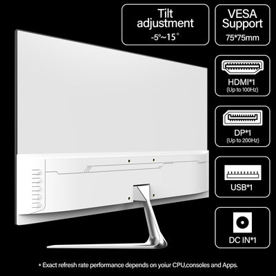 Gawfolk 24,5 Zoll Gaming Monitor mit Lautsprechern, 200 Hz PC Bildschirm FHD 1080P Rahmenlose Computermonitore, DisplayPort, HDMI, Augenpflege
