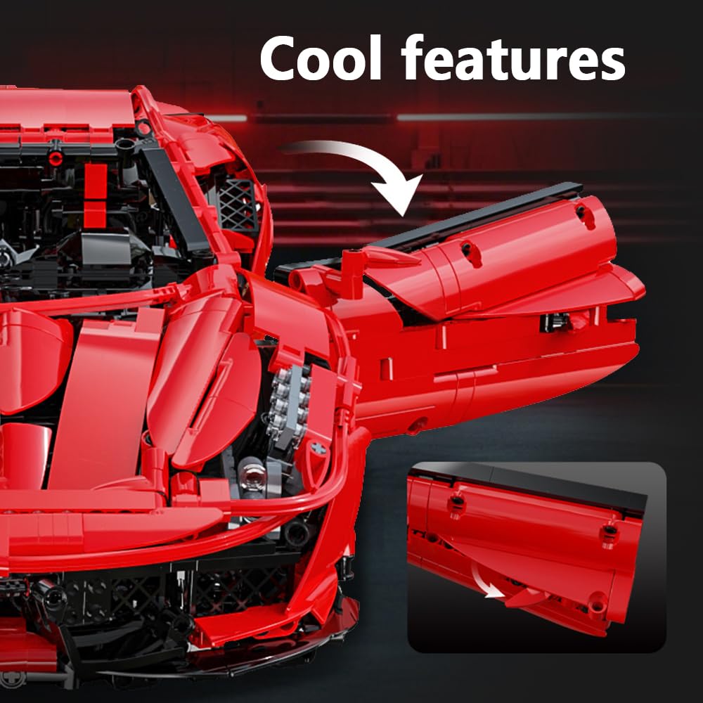 CaDA Master C61042w Supercar 488 Klemmbausteine,3187/pcs Technik Groß Ferngesteuert Auto 1:8 Bausteine,MOC Sportwagen Modell Spielzeug für Erwachsene und Jugendliche