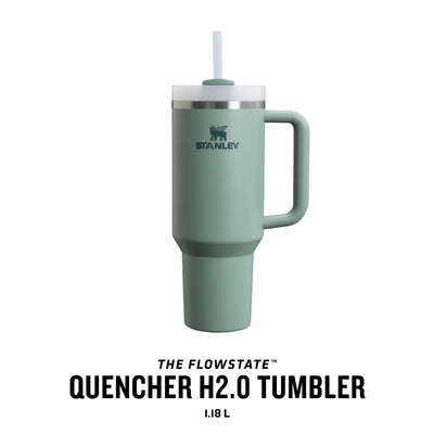 Stanley Quencher H2.0 FlowState Trinkflasche mit Strohhalm 1.18L - Thermobecher Kühlt 11 Stunden - 48 Stunden Eisgekühlt Spülmaschinenfest - Thermosflasche BPA Frei - Kaffeebecher To Go Shale