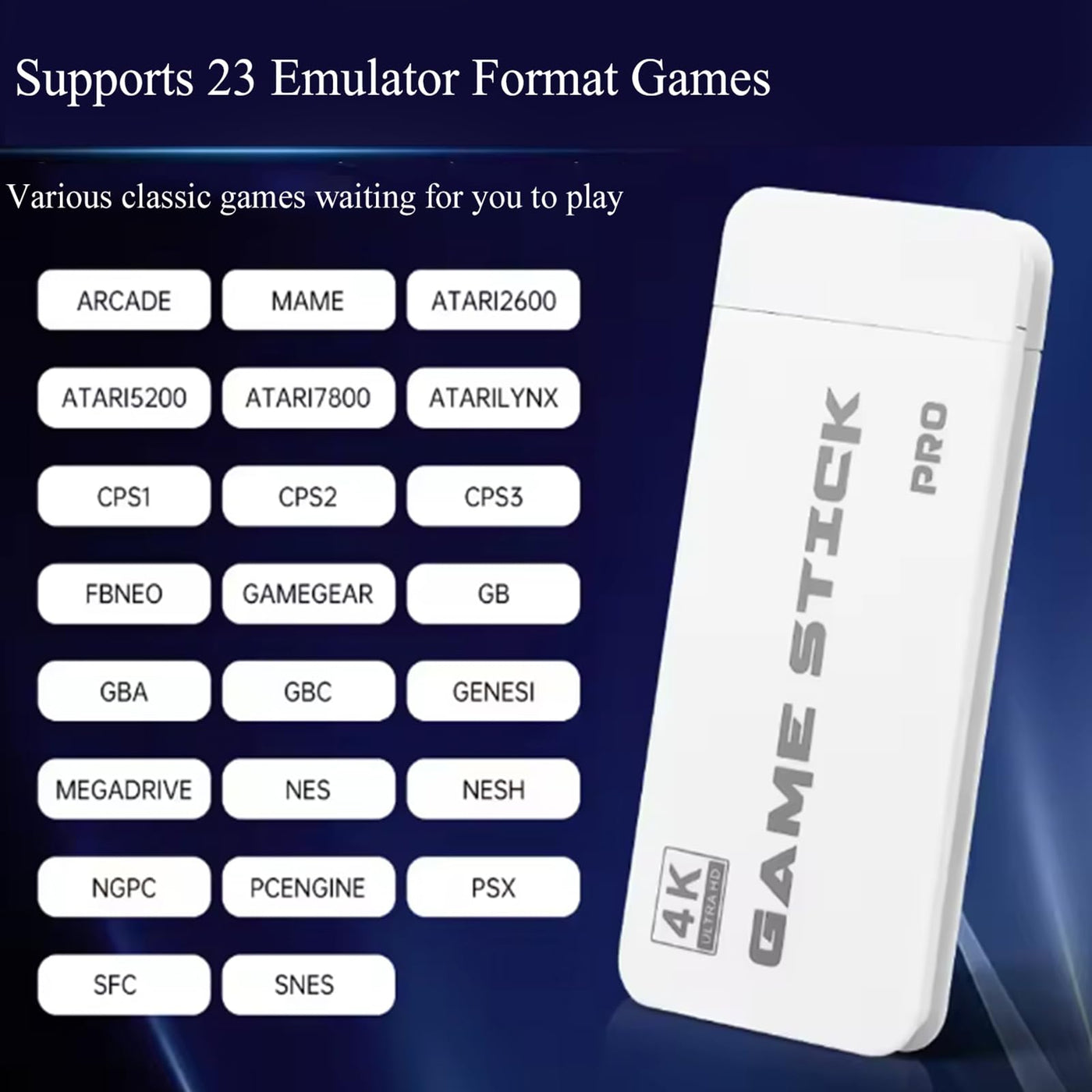 Whatsko 2025 Upgrade Retro Konsole Spielkonsole Game Stick, M15 Plus Konsole 20000+ Spielen 23 Emulator, HDMI Plug and Play TV Video Game Stick 4K mit 2 Wireless Controllern, Geschenk für Familien