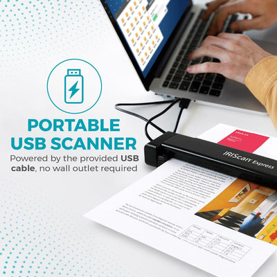 IRIScan Express Mobile Scanner-dokumentenscanner A4 8PPM -v4: PDF-Editor, Simplex, USB-betrieben, PDF-Scanner, Scan zu Word, PDF, XLS, Visitenkarten zu Outlook, Foto Scanner, Quittungsscanner Win