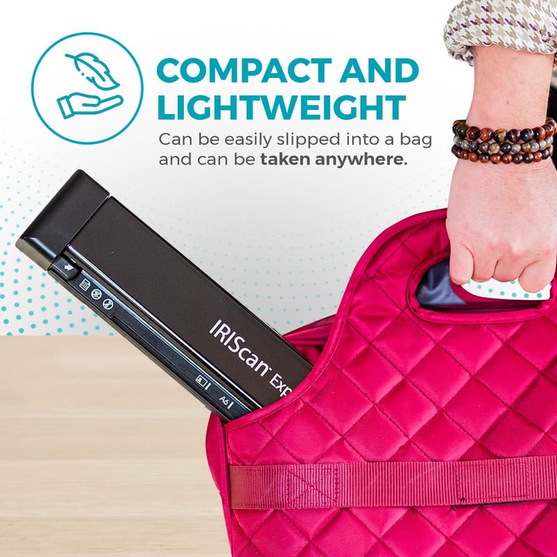 IRIScan Express Mobile Scanner-dokumentenscanner A4 8PPM -v4: PDF-Editor, Simplex, USB-betrieben, PDF-Scanner, Scan zu Word, PDF, XLS, Visitenkarten zu Outlook, Foto Scanner, Quittungsscanner Win