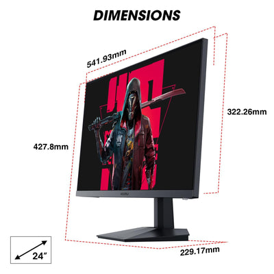 KOORUI 24 Zoll Gaming Monito 165Hz, IPS, 1080p, 1ms, kompatibel FreeSync G-sync, Rahmenlos, HDMI, DisplayPort, Neigungsverstellbar, Augenpflege, VESA-Wandmontage, schwarz