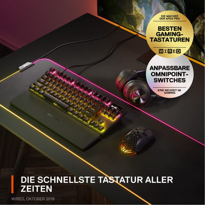 SteelSeries Apex Pro TKL HyperMagnetic Gaming-Tastatur – Die schnellste Tastatur – Anpassbares Ansprechverhalten – OLED-Bildschirm – PBT-Keycaps – USB-C – 2023 Edition – Deutsches Tastatur QWERTZ