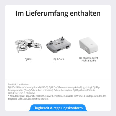 DJI Flip – Mini Drohne mit Kamera 4K Für Erwachsene, unter 249g, Follow-Me, 13 km HD-Übertragung, Handstart, Automatische Rückkehr, 31 Min Flugzeit, Kompakte Drohne mit Kamera Für Reise & Alltag
