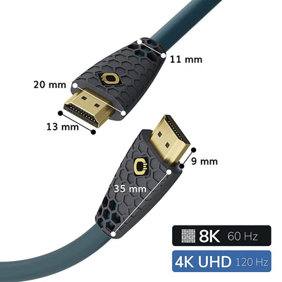 OEHLBACH Flex Evolution - Ultra High-Speed HDMI-Kabel, patentierter Knickschutz, 8K UHD 60Hz 4320p, 4K 120Hz, 2160p - 48Gbit/s, 21:9 Cinema, 3D, Dolby Vision, Dynamic HDR 10+, VRR, eARC, 3,00 Meter