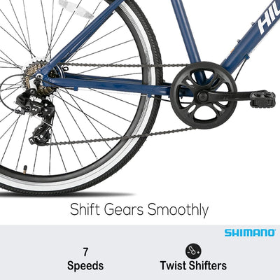 Hiland 28 Zoll Rennrad Citybike für Herren und Damen, 7-Gang City Pendlerfahrrad für Erwachsene, 700C Blau Fahrrad