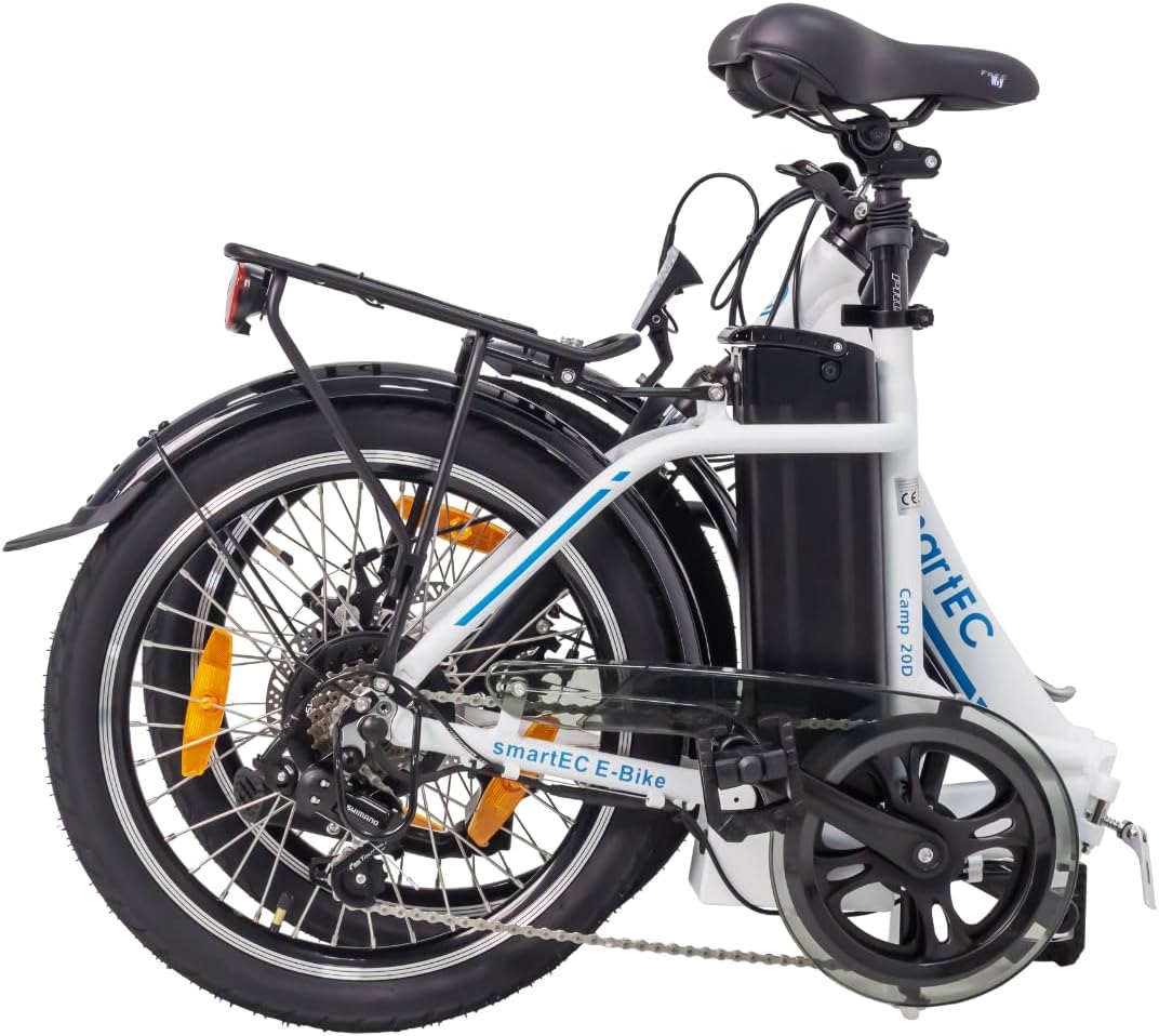 smartEC Camp-20D E-Bike Klapprad 250W Hinterradmotor Li-Ion-Akku 36V/15,6Ah 20 Zoll E-Klapprad E-Faltrad Elektrofahrrad Reichweite 100km bis 25 km/h (Weiß)