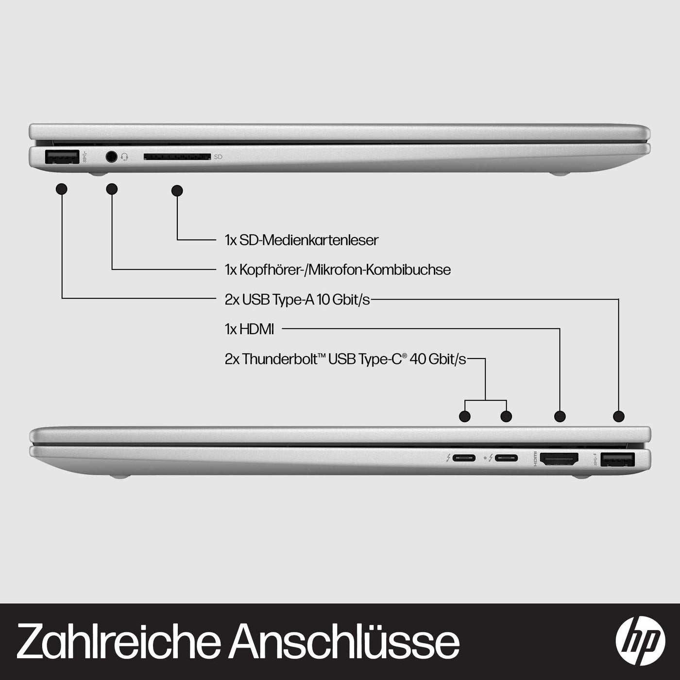HP Envy x360 2-in-1 Laptop, 15,6" FHD OLED Touchdisplay, Intel Core i7-1355U, Intel Evo, 16 GB DDR5 RAM, 512 GB SSD, Intel Iris Xe, Windows 11 Home, QWERTZ Tastatur, Silver [Exklusiv bei Amazon]