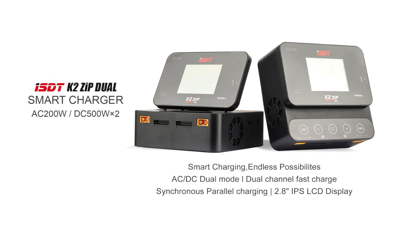 ISDT K2 Zip Lipo Akku Balance Ladegerät Entlader 1-8S AC 200W DC 500Wx2 20A Smart Charger für Life, Lilon, LiPo, LiHv/Pb/NiMH Akku Balance Ladegerät