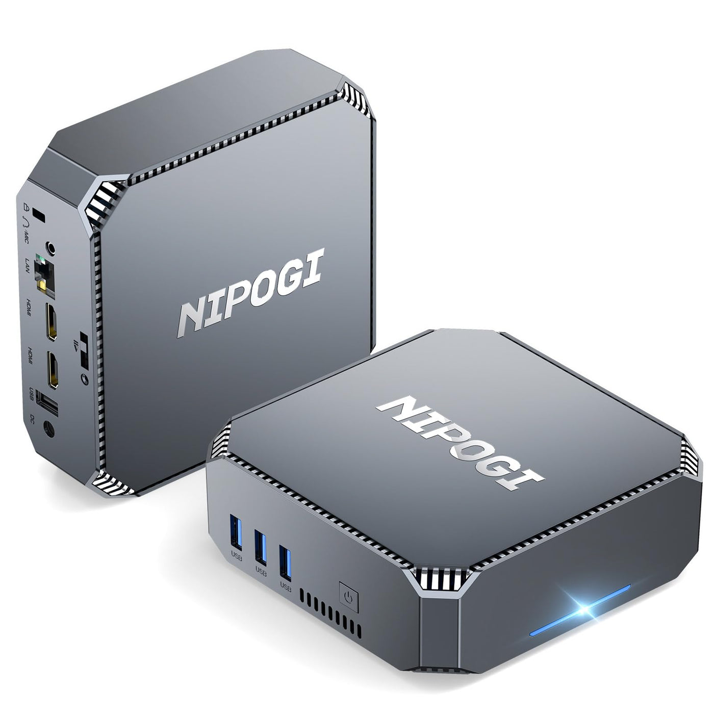 NiPoGi AK2 Plus Mini PC 16 GB DDR4 1 TB M.2 SSD, 12th Gen Intel Alder Lake-N100 (bis zu 3,4 GHz) Mini-Computer mit Dual-Display 4K HD/2x HDMI/WiFi 5/Gigabit-Ethernet, Tower für Zuhause/Büro