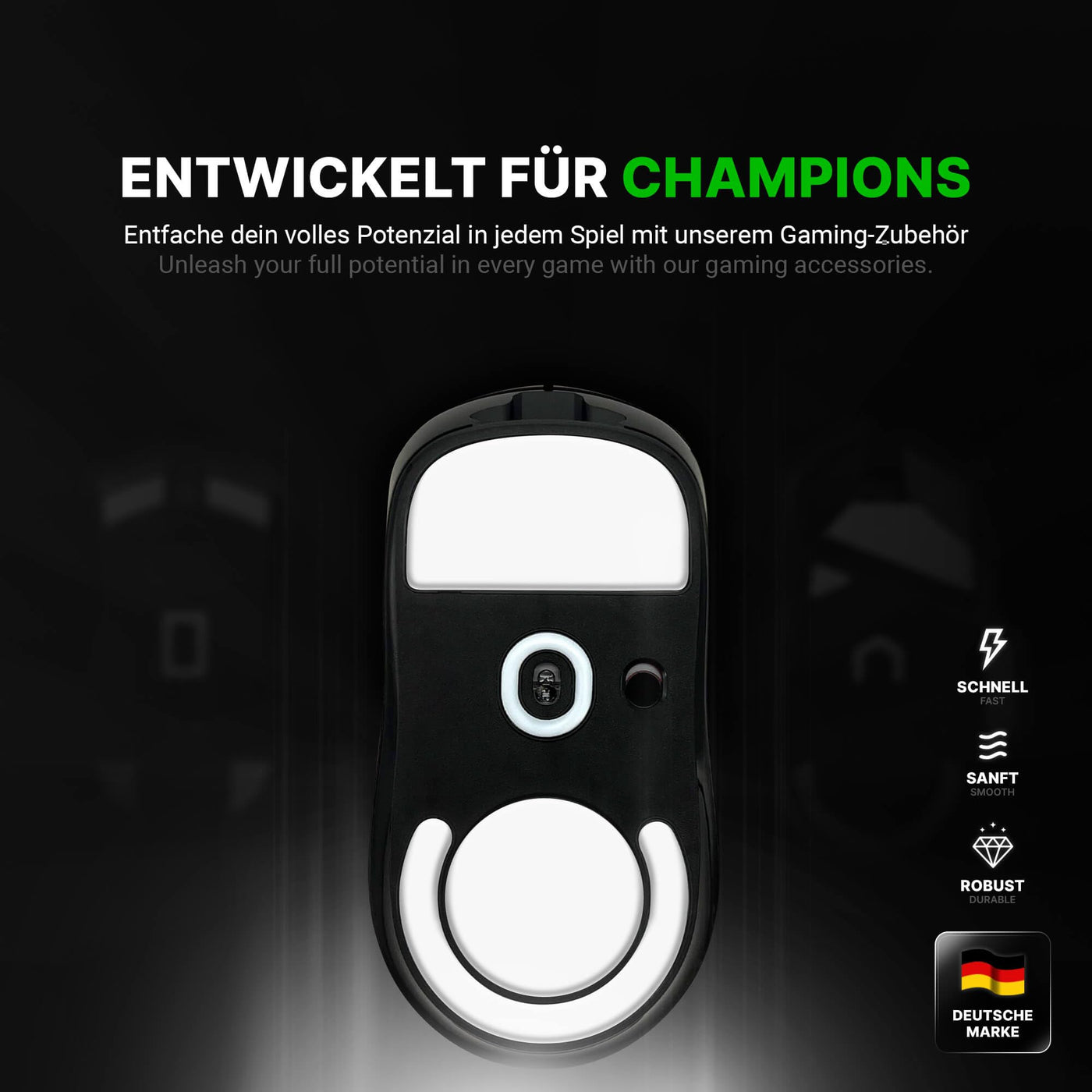 SensoryBoost DPS Glides (2er Set) für Logitech G PRO X Superlight - Ultra Schnell, Abgerundet, Niedrige Reibung, Hochwertig, Langlebig - Ersatz-Mausfüße, Skates - Gaming Maus Upgrade Zubehör