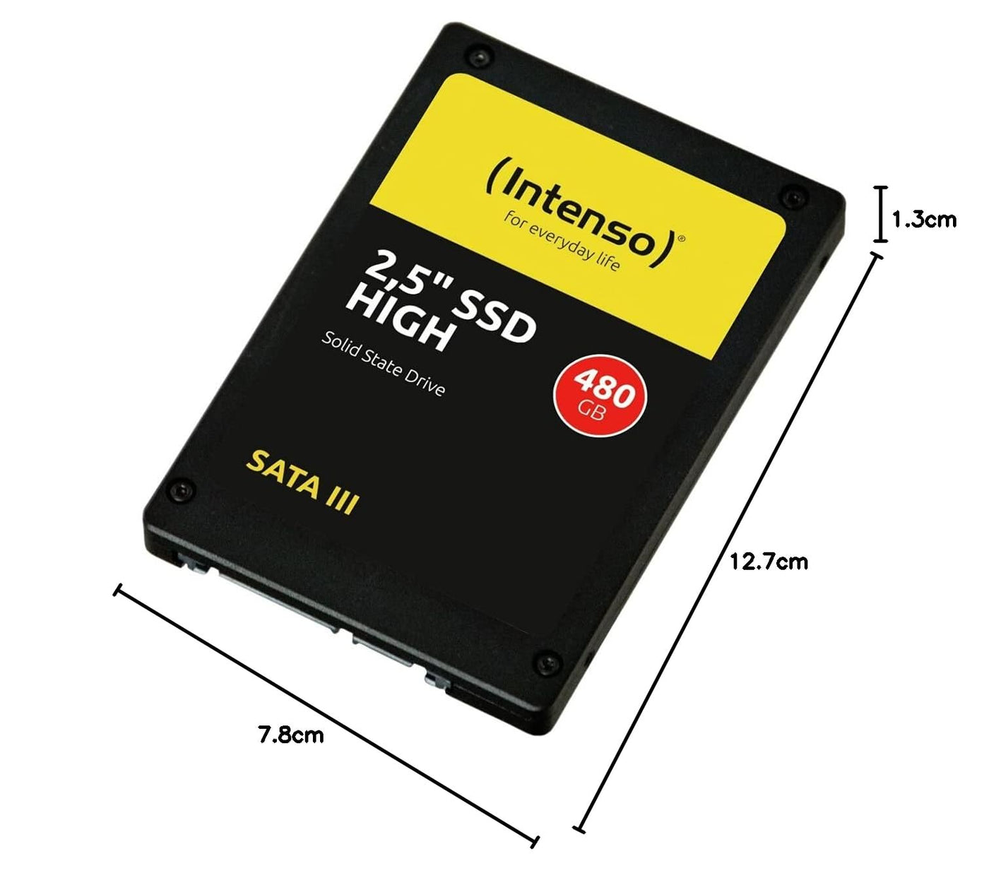 Intenso Interne 2,5" SSD SATA III High, 480 GB, 520 MB/Sekunden, Schwarz